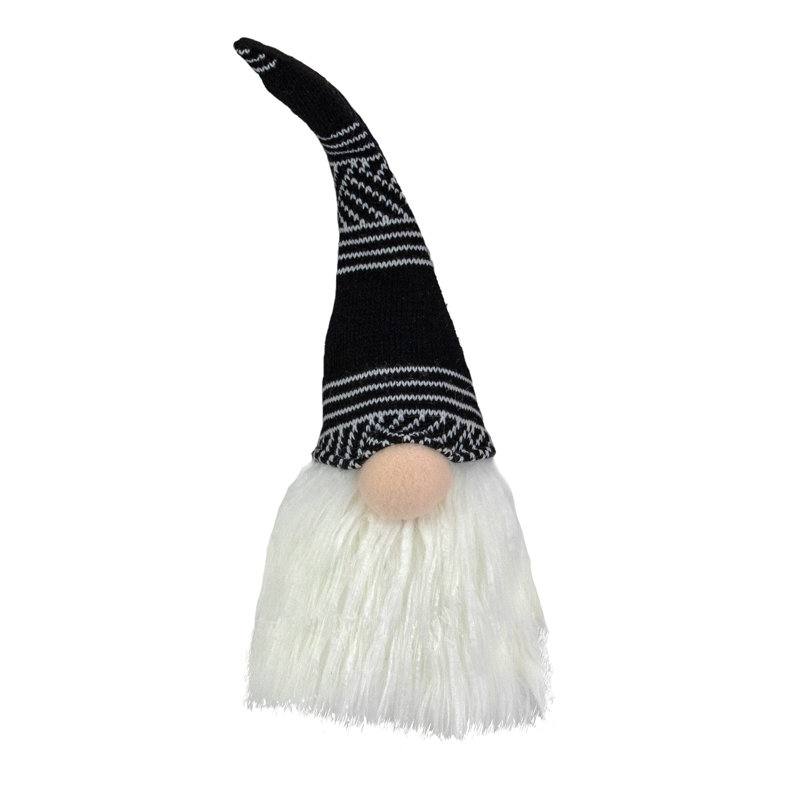 Décoration de table gnome de Noël en peluche 12 pouces noir et blanc
