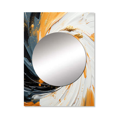 Semetria Radiant Revolve orange Spiral - Abstract Spirals Decorative Mirror, Orange Wall Mirror, Printed Metal Art