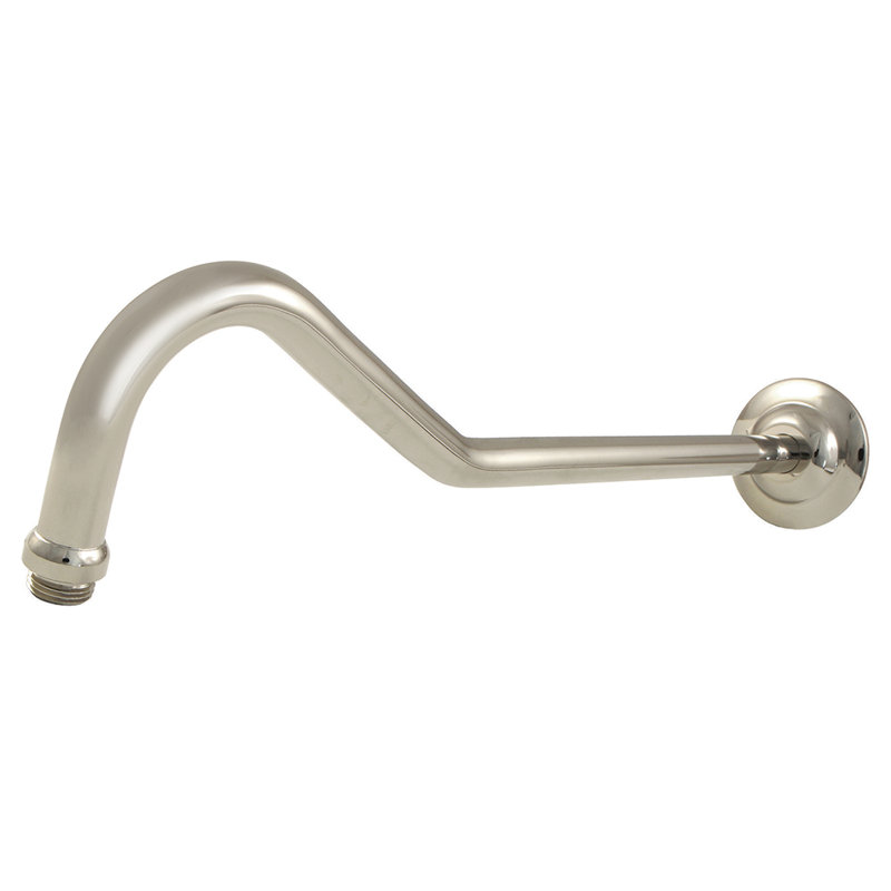 Bras de douche en laiton avec crochet rond Kingston, Nickel poli