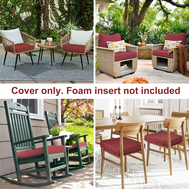 Ebern Designs 2 - Piece Outdoor Replacement Seat Cushion Cover, 24" W x 24" D, Burgundy