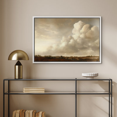 «Calming Clouds Sky Modern Rustic Brown Country», impression sur toile encadrée pour chambre à coucher