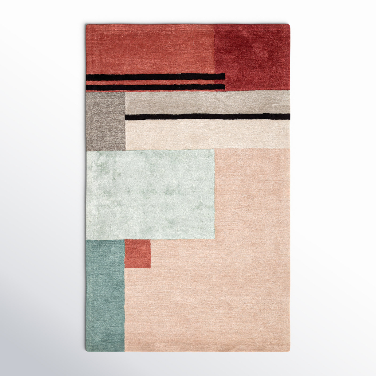 Runway Beige Hand-Tufted Geometric Rug, Rectangle 2' x 3'