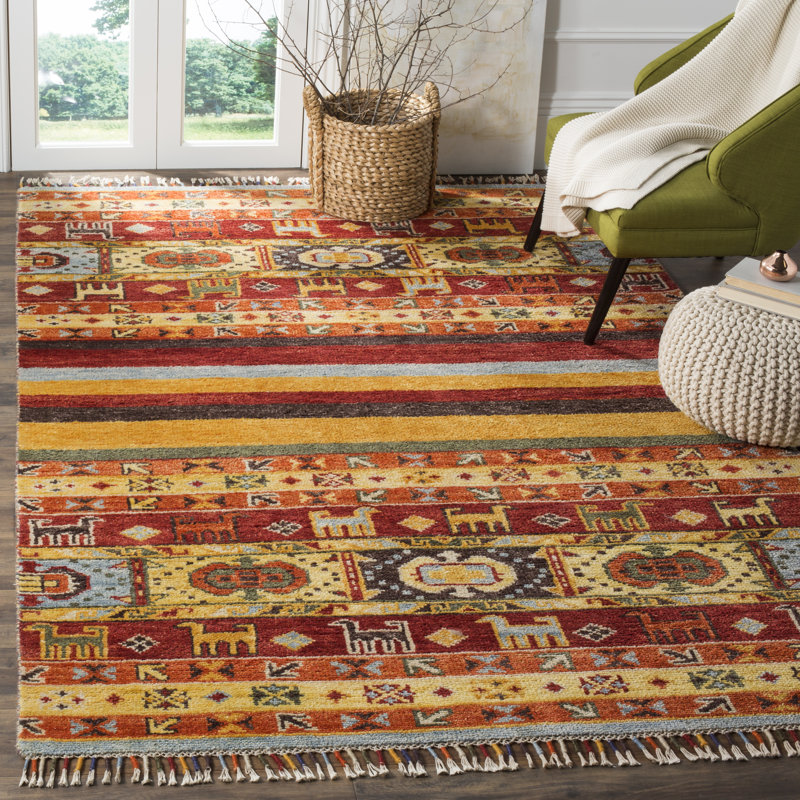 Tapis jaune en laine, viscose et coton Nomad, Rectangle 9 pi x 12 pi