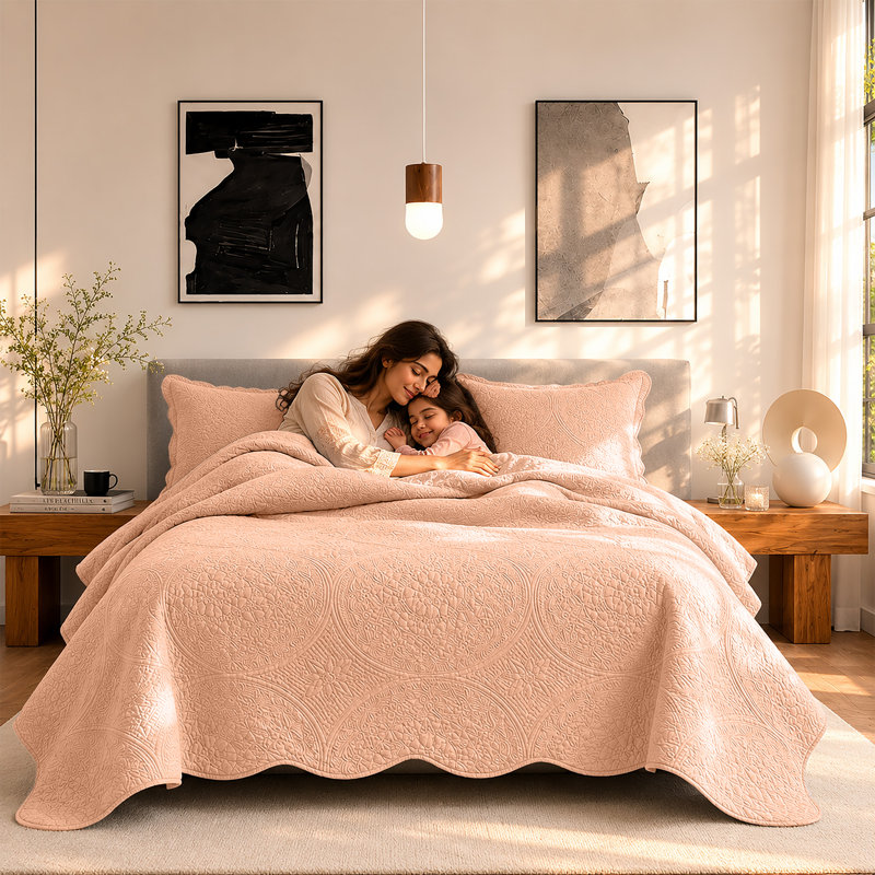 Literie Moonlight à motif floral surdimensionné – Literie respirante et réversible pour toutes les saisons, King, Pêche