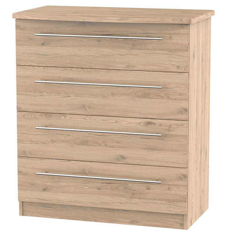 Fully Assembled Lyndale 4 Drawer 76.5Cm W Chest, Bordeaux Oak