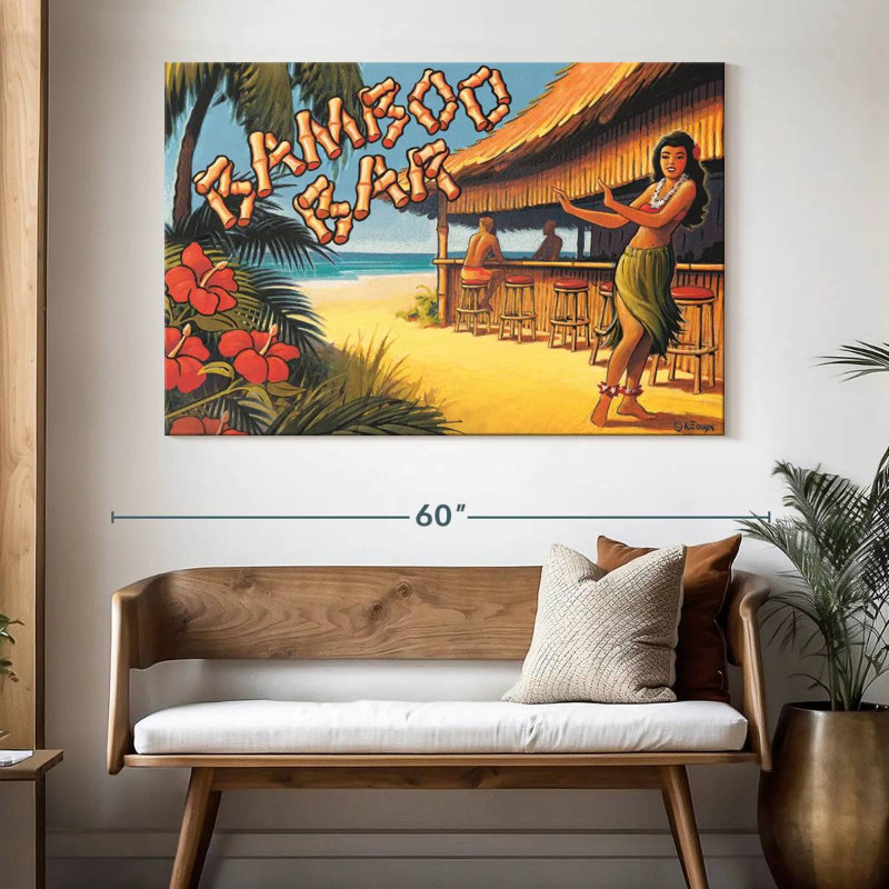 Gillard Bamboo Bar Hawaii, H 34 po x l 51 po