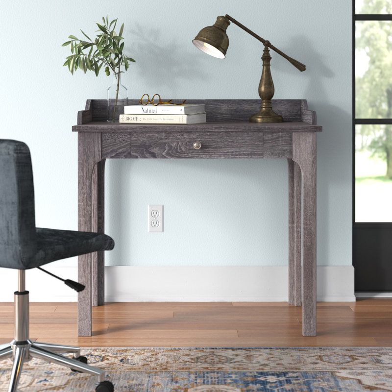 Areana Writing Desk with Power Outlet, Gray
