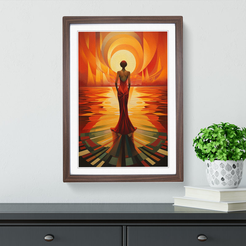 Sunset Art Deco - Framed Print, Walnut, 64cm H x 46cm W x 2cm D