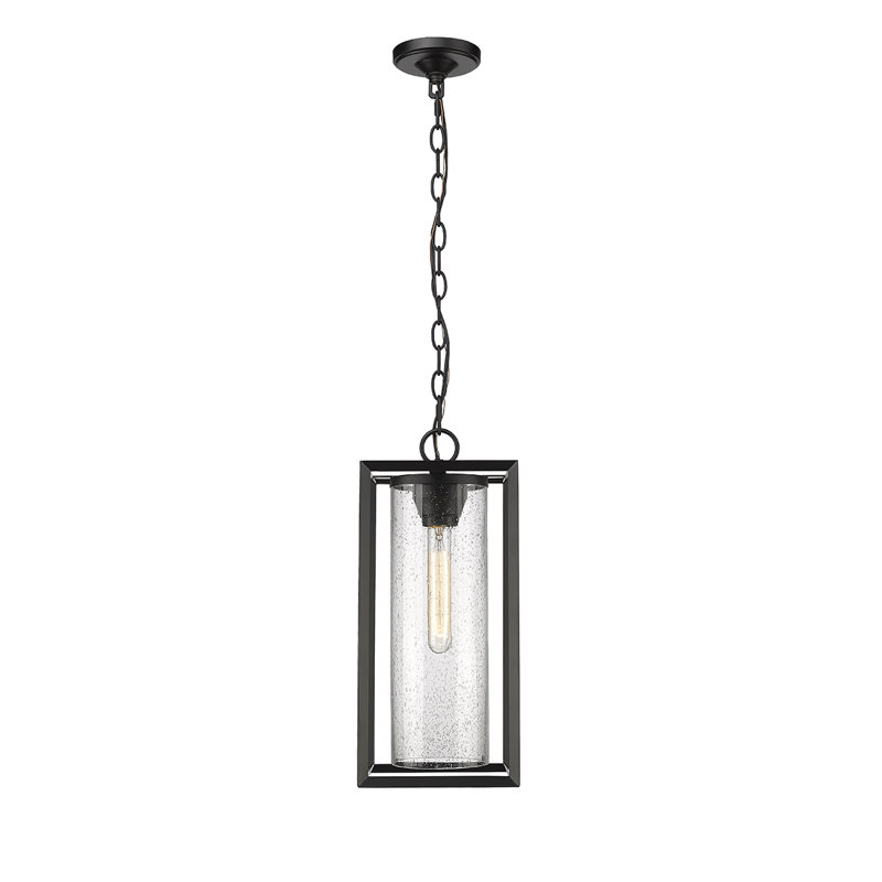 Lanterne suspendue d'extérieur 1 lumière H 17 po, Noir thermolaqué