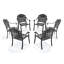 6 chaises de patio en fonte d'aluminium, coussins rouges à structure noire, moulage traditionnel pour des détails élégants, corrosion et résistance thermolaquées, siège confortable avec une conception large et empilable, toutes