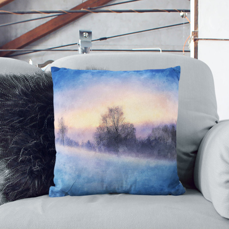 Trees at Wintertime in Slovakia Cushion with Filling, White, 40cm H x 40cm W x 15cm D