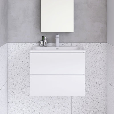 24" Wall Mount Bathroom Vanity With Ceramic Sink