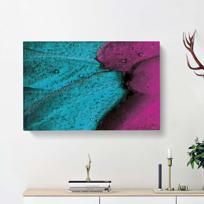 Plumage In Purple And Teal Blue - Wrapped Canvas Print, 40cm H x 60cm W x 3cm D