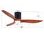 52" Mordern Farmhouse Retro Solid Wood Low Profile Flush Mount Ceiling Fan With Light And Reversible Quiet Motor
