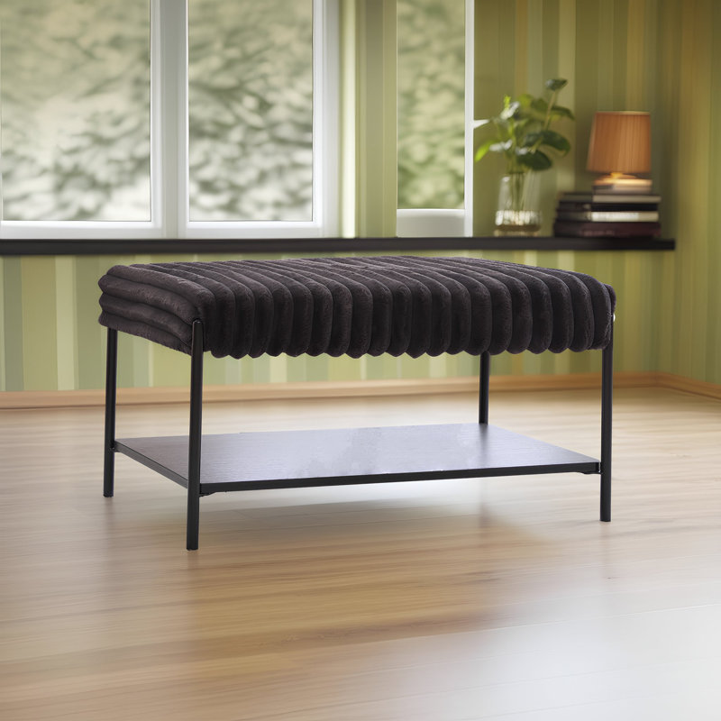 Banc de rangement rembourré avec tablette amovible, Gris anthracite