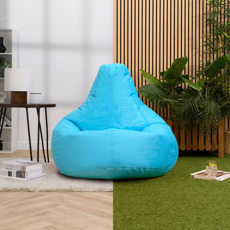 icon Dalton High Back Adult Gaming Indoor Outdoor Bean Bag Chair, Black, Aqua