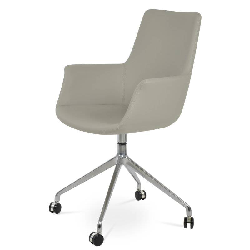 Fauteuil pivotant Bottega, Crème, Chrome