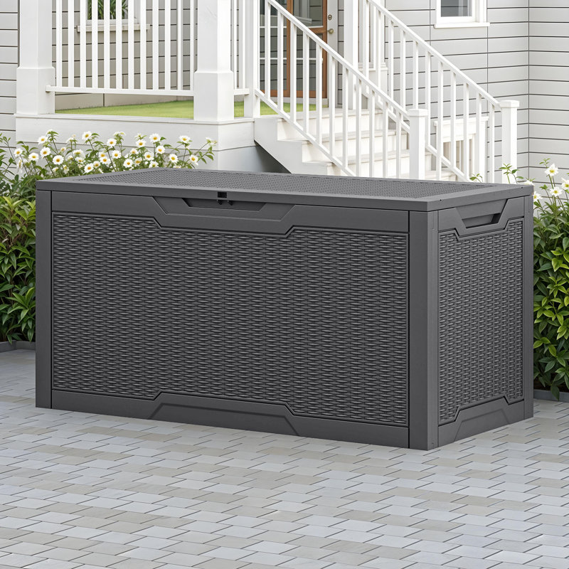 Balconera 100 Gallons Lockable Resin Deck Box, Gray