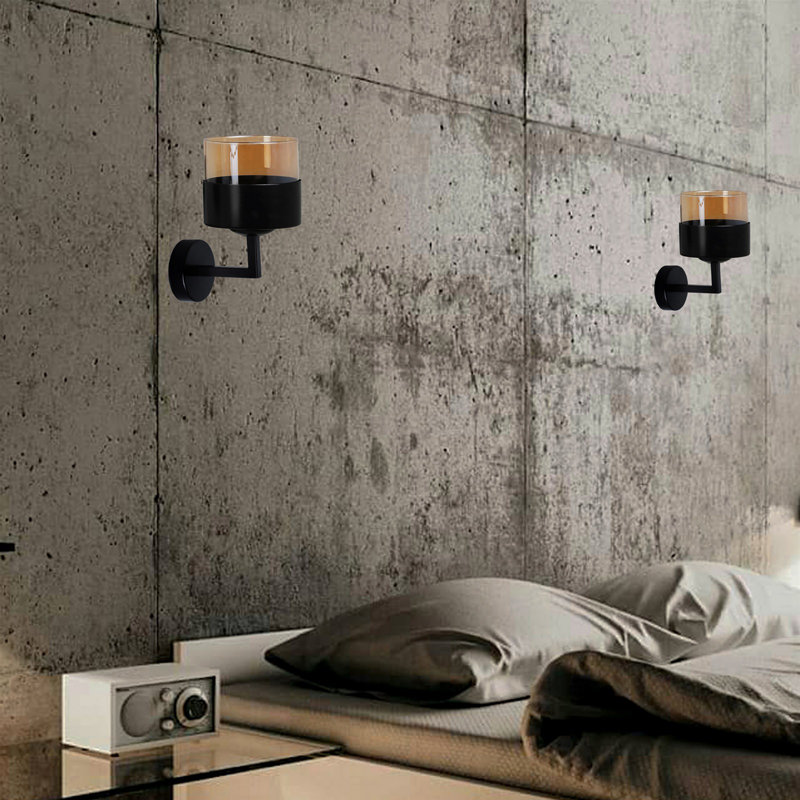 Modern Wall Lamp with Metal Body & Glass Cap, Black Finish, 5.9 x 7.9 x 10.2 inches | E27 Socket, Max 40W | Electrostatic Oven Dried Paint, Perfect for Glam, Industrial & Scandinavian Décor