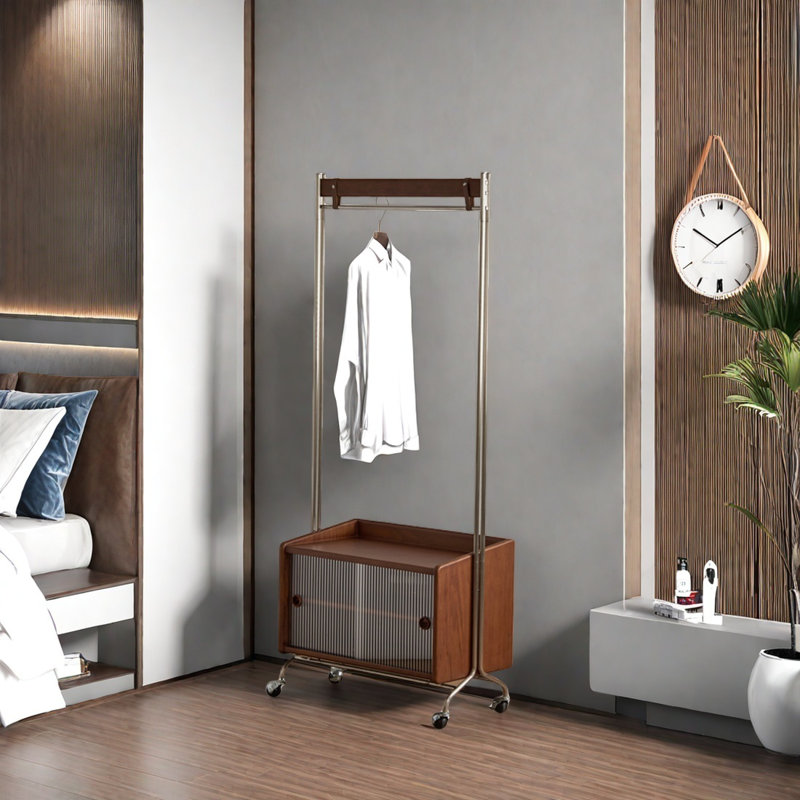 Durable Coat Rack with Wheels Storage Cabinet