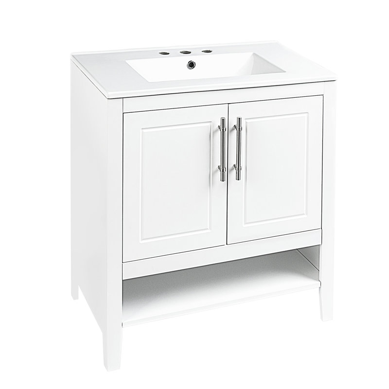 Charnae 30'' Single Bathroom Vanity with Ceramic Top, White
