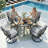 5-Piece Patio Dining Set – 38" Round Table + 4 Swivel Rocking Chairs