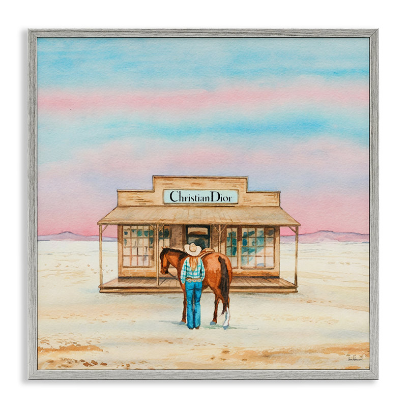  Art de giclée encadrée par une cow-boy et un cheval par Amanda Greenwood, H 12 po x l 12 po, Estampe numérique Farmhouse
