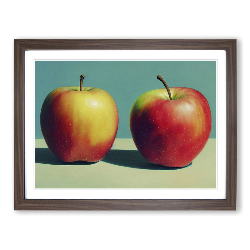 Two Apples Fruit Vol.2 - Framed Print, 46cm H x 64cm W x 2cm D, Walnut