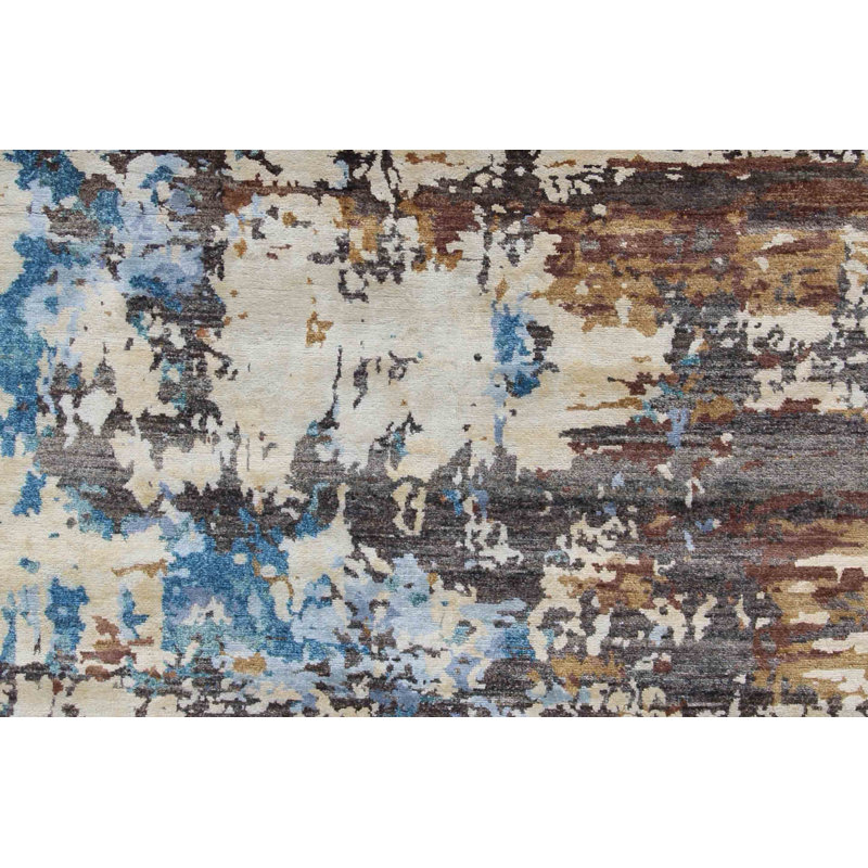 Rectangle 146 cm x 196 cm Geometric Hand Knotted Area Rug