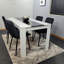 Dining Table Wooden White And Black Table Tufted Velvet Grey Or Black Chairs Set-421458908