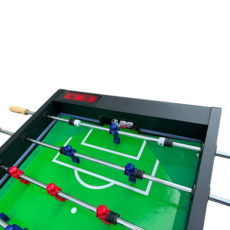 55" Black Stainless Steel Foosball Table with LED Lights