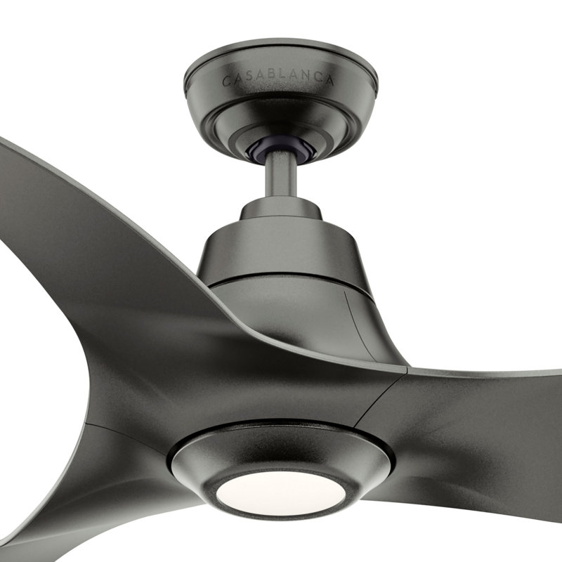 Casablanca 60 inch Stingray ENERGY STAR® Damp Rated Ceiling Fan with LED Light Kit and Handheld Remote, 60, Black