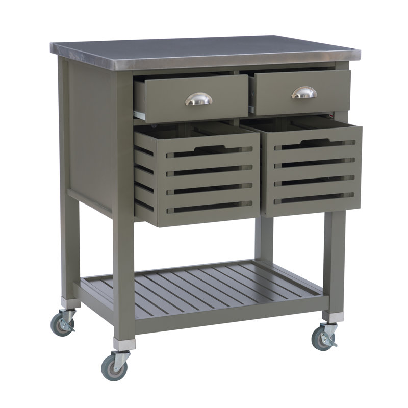 Chariot de cuisine à quatre tiroirs en métal avec roulettes Fisnike, Gris