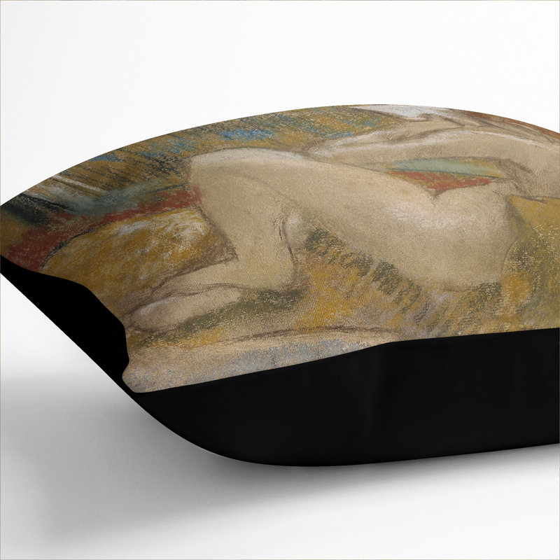 Nude Woman Reading Square Throw Cushion, 55cm H x 55cm W x 20cm D, Black