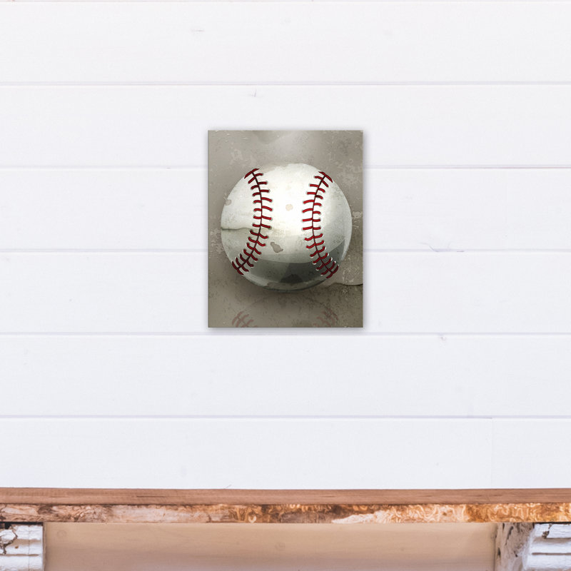 Art sur toile de baseball peint Zena, H 14 po x l 11 po x P 1,25 po