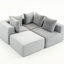 Velours côtelé gris 4 places, look moderne, coussins moelleux, sans assemblage, aménagement modulaire pour des espaces de vie confortables en velours côtelé, structure