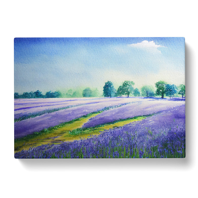 Bluebell Field In Watercolour Vol.5 - Wrapped Canvas Painting, 35cm H x 50cm W x 3cm D