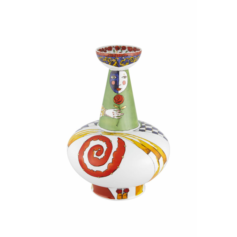 Vase de table en porcelaine blanc / vert / rouge 13,1496 "Mariinsky