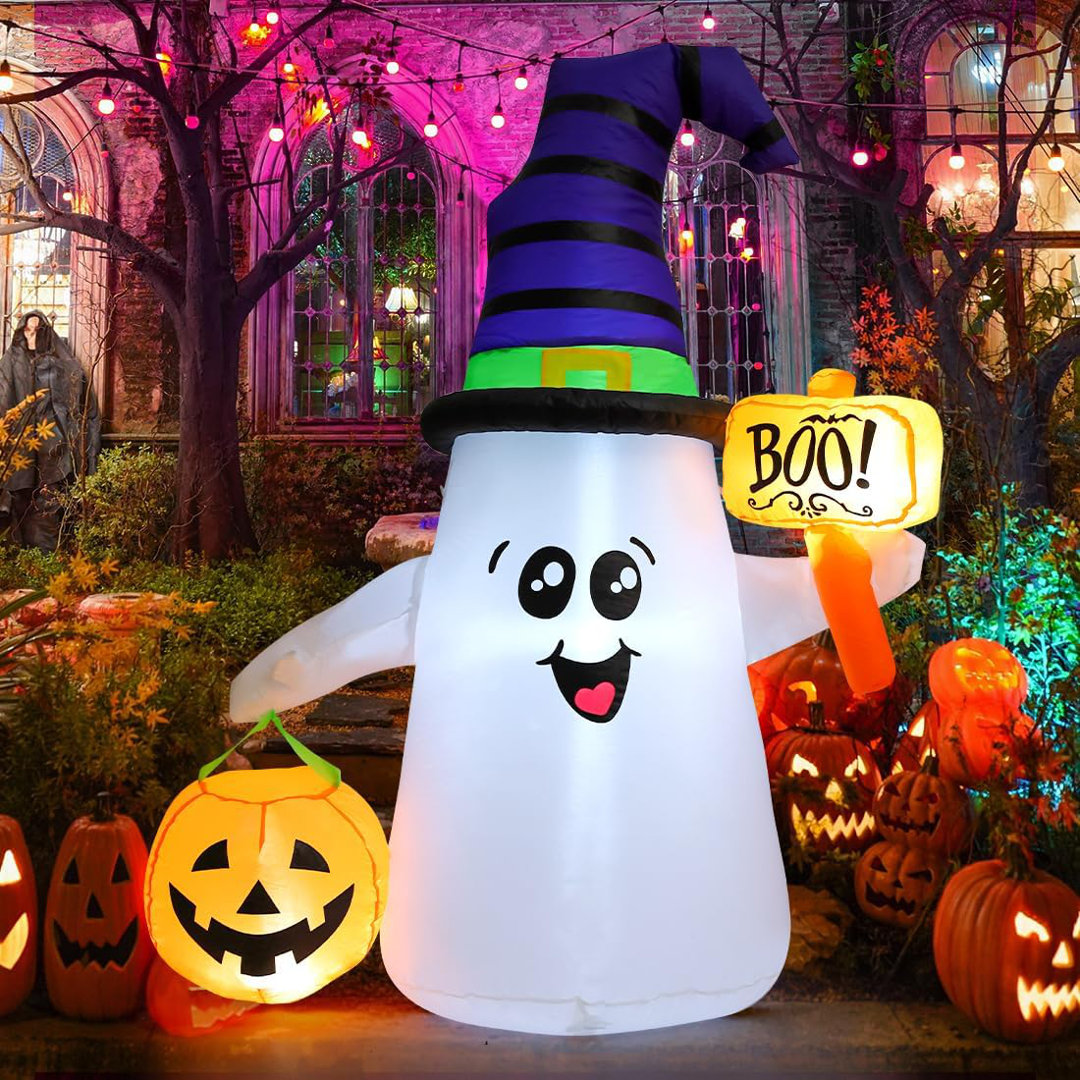 Halloween Inflatable 5 FT Inflatable Ghost Cute Blow Up Ghost Inflatable with LED Lights GOOSH
