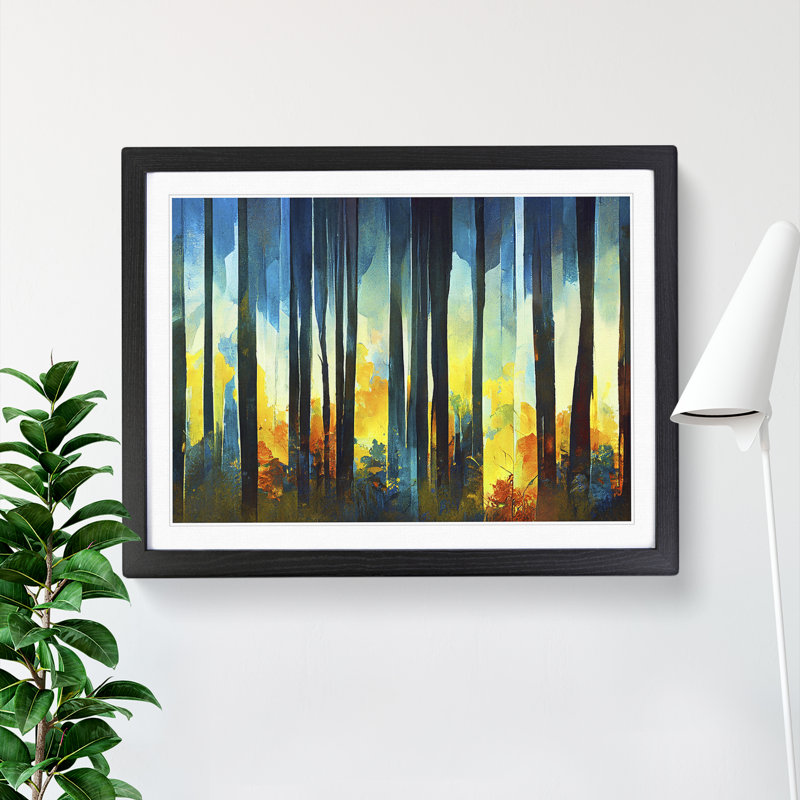 Ice Cool Abstract Forest Vol.5 - Single Picture Frame Painting, 46cm H x 64cm W x 2cm D, Black