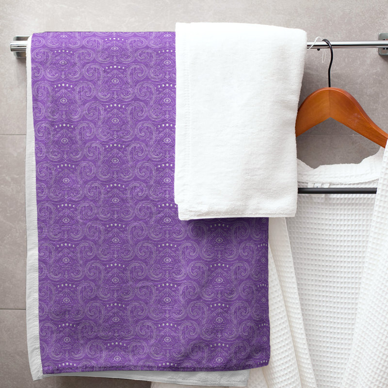 Katelyn Elizabeth Bath Towel, Purple/White