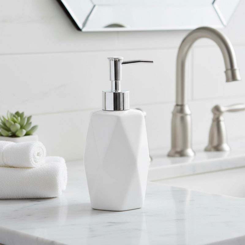 Distributeur de savon à main en forme de diamant, Blanc