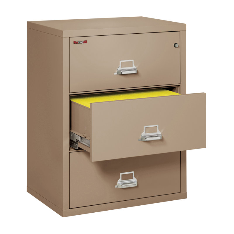 Fireproof 3 - Drawer File Cabinet, Taupe, Key Lock