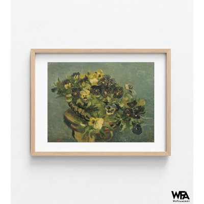 Panier de pensées sur une petite table par Vincent Van Gogh, fleurs de Van Gogh, art mural floral, impression de pensées de Van Gogh, reproduction de peinture à l'huile de fleur
