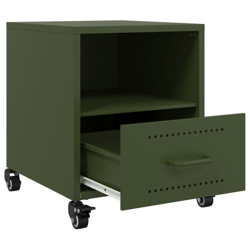 Quinette 36cm W Steel Bedside Table, Olive Green