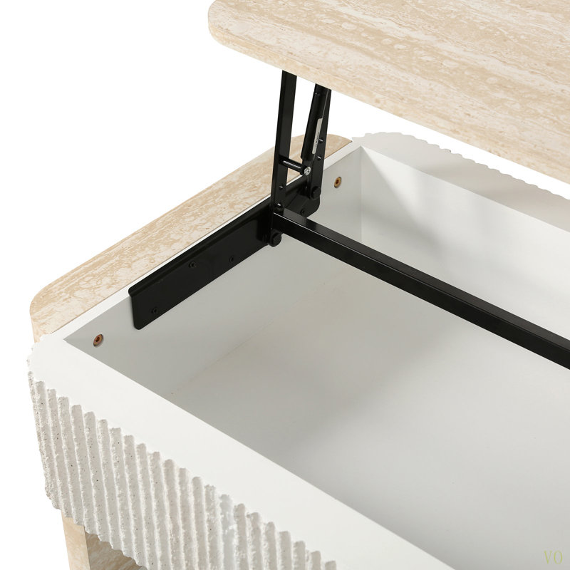 Table basse à plateau relevable, bureau moderne en bois avec rangement caché
