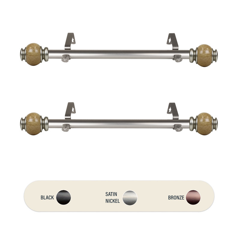 Tringle à rideaux simple en marbre Timmy, Nickel satiné