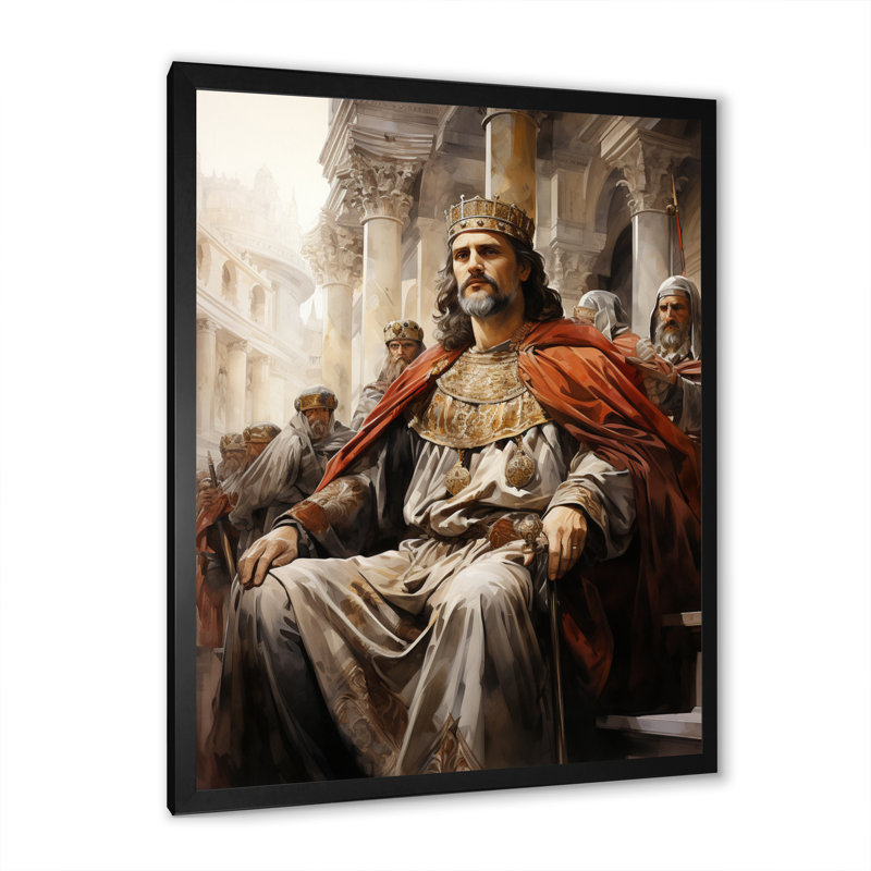 Portrait de l'empereur Justinien I - impressions sur toile, Cadre photo noir, H 44 po x l 34 po x P 1,5 po