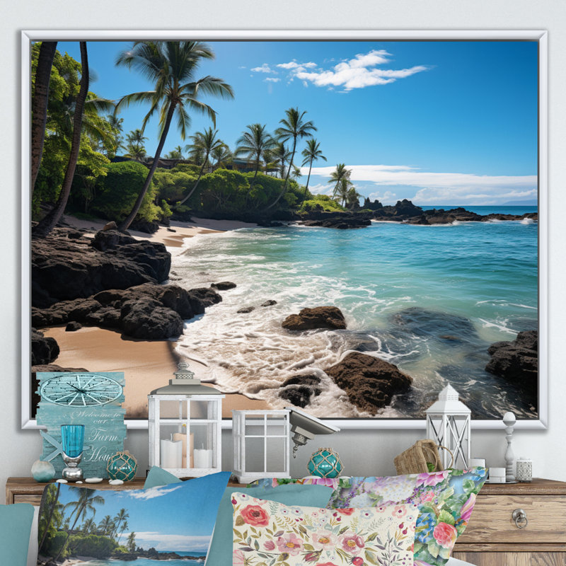 Maui Tropical Dreamscape II - Maui, impression sur toile encadrée, H 34 po x l 44 po x P 1,5 po, Cadre flottant blanc