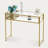 Maddyson 43'' Narrow Console Table with Glass Shelves and Gold Metal Frame